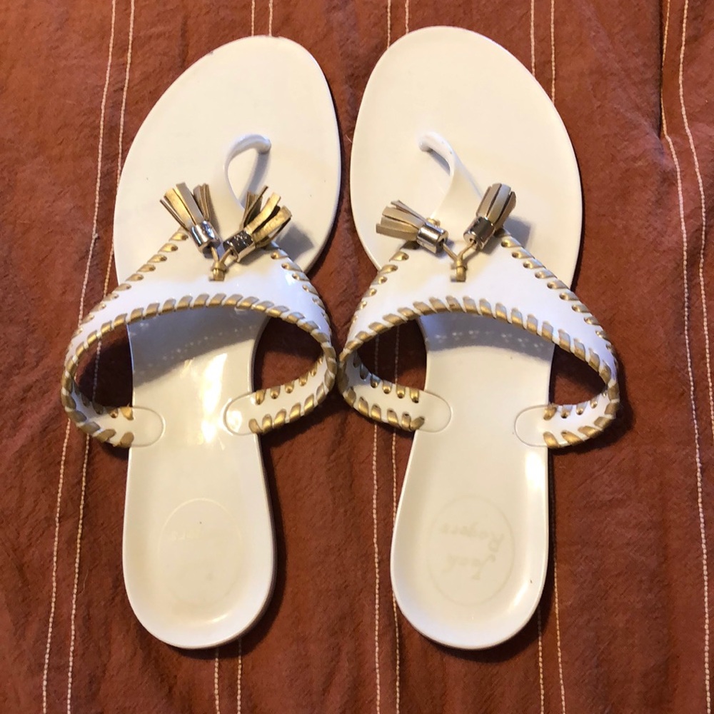 Jack Rogers shoes, white and gold! Size 9